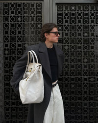 Weekender full leather cream + silver hardware