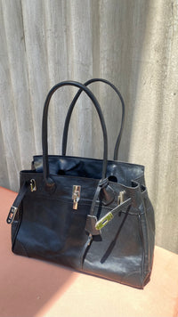 Black mini weekender long handle drop + silver hardware