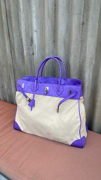 Purple Canvas Weekender + silver hardware