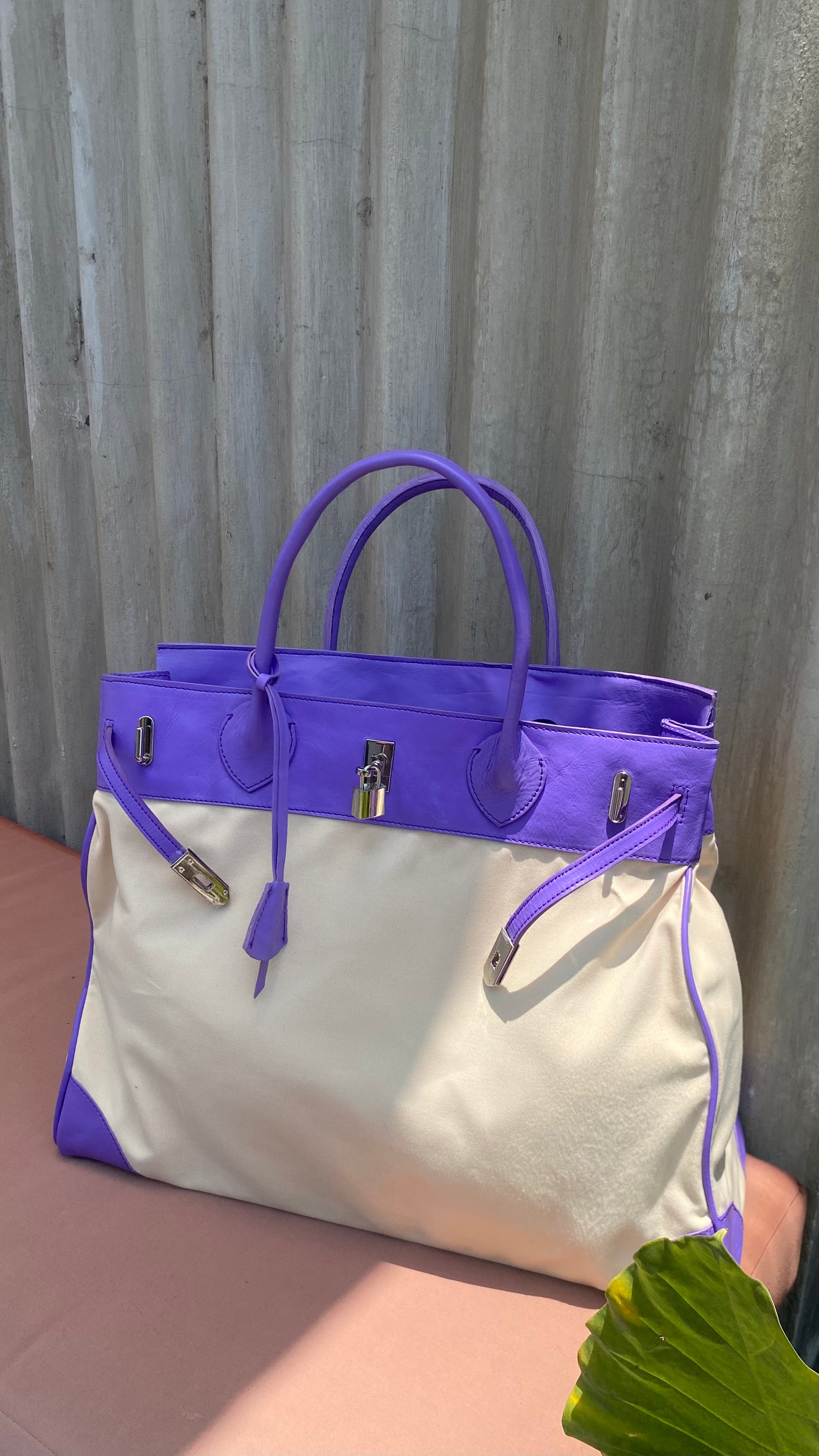 Purple Canvas Weekender + silver hardware
